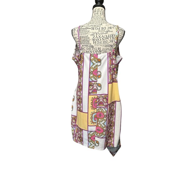 Venus Womens Funky Print Asymmetrical Wrap Mini Dress Pink White Size XL Retro - Picture 4 of 9